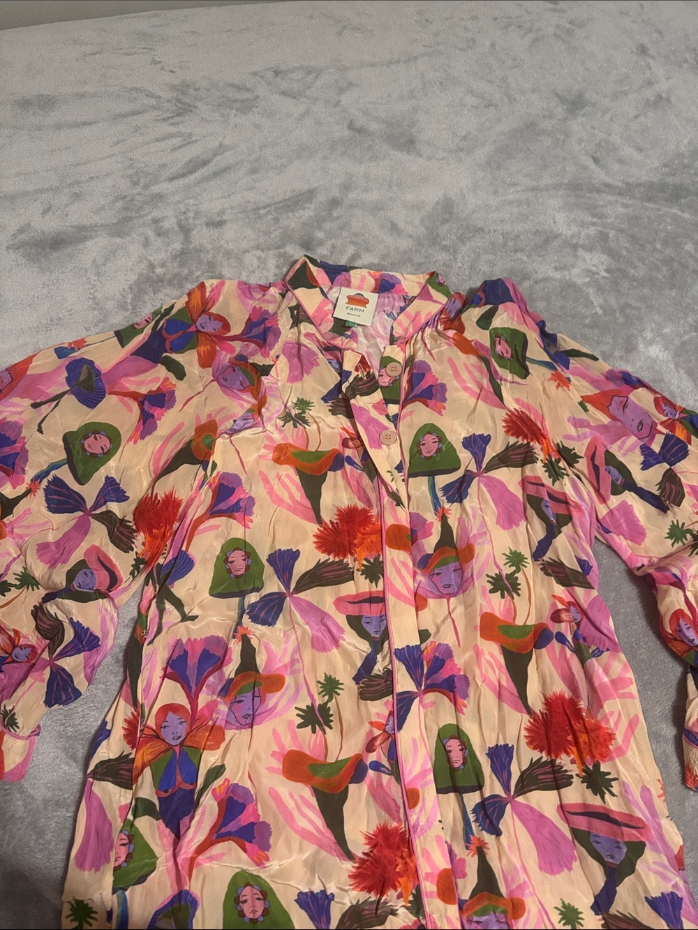 Farm Floral Illustration Mini Dress in Multicolor